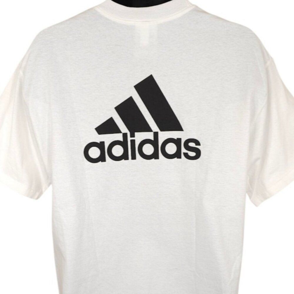 Vintage Adidas T Shirt Mens Size Medium White Y2K OVERSIZED Fit Streetwear